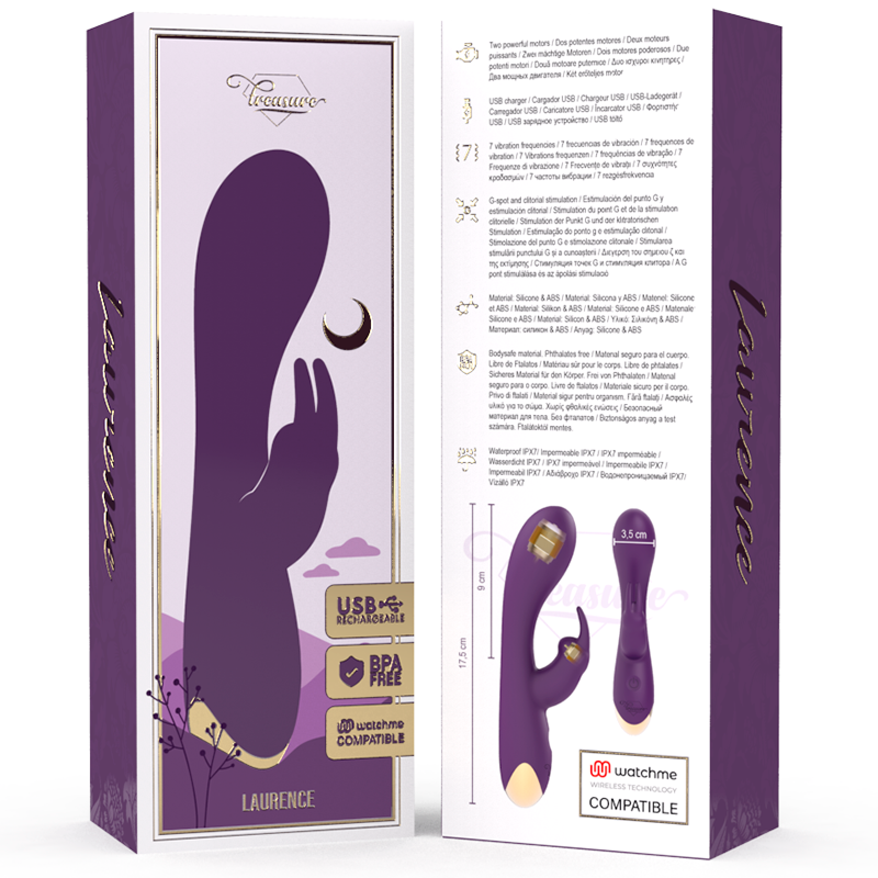 TREASURE - LAURENCE RABBIT VIBRATOR WATCHME WIRELESS TECHNOLOGY COMPATIBLE 7 