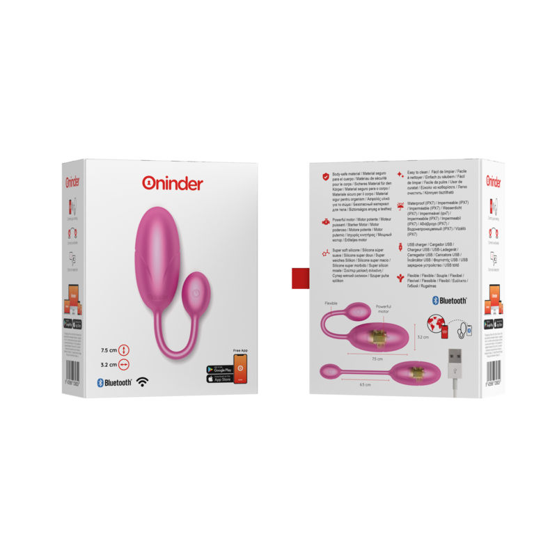 ONINDER - UOVO VIBRANTE TOKYO ROSA 7,5 X 3,2 CM APP GRATUITA 8 