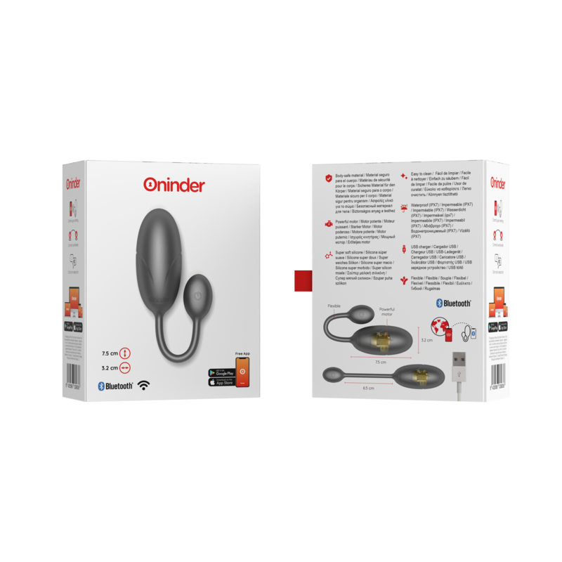 ONINDER - TOKYO VIBRATING EGG BLACK 7.5 X 3.2 CM FREE APP 8 