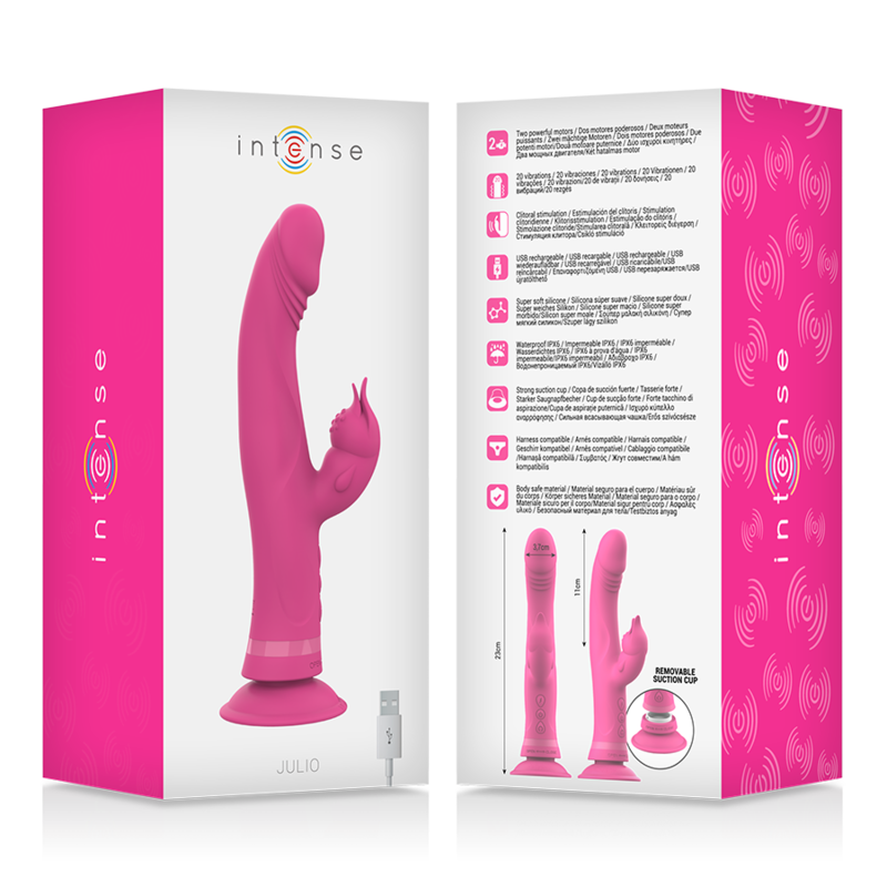 INTENSE - VIBRATEUR JULIO RABBIT SILICONE ROSE 7 