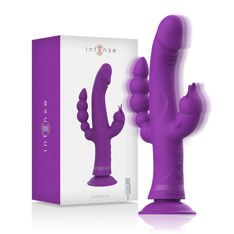 INTENSE - VIBRATEUR EN SILICONE CASANOVA RABBIT TRIPLE MOTEUR VIOLET 1 