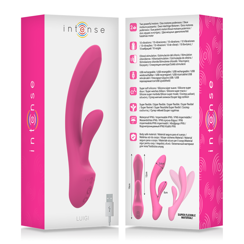 INTENSE - VIBRATEUR LUIGI RABBIT SILICONE LIQUIDE ROSE 7 