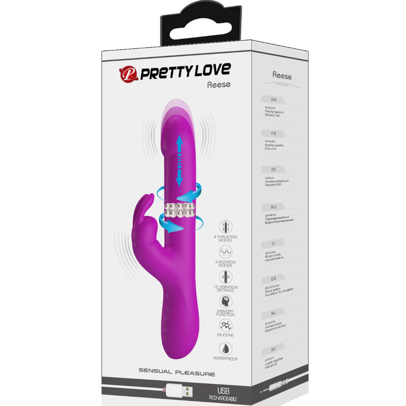 PRETTY LOVE - VIBRATORE REESE CON ROTAZIONE VIOLA 9 