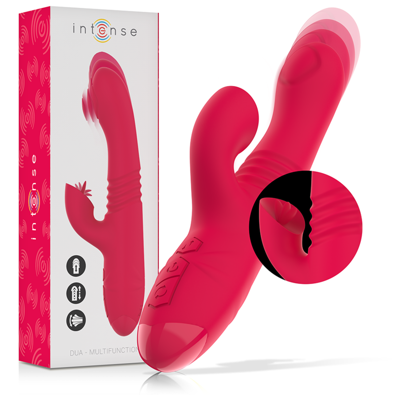 INTENSE - VIBRATORE MULTIFUNZIONE RICARICABILE UP & DOWN DUA CON LINGUA ROSSA 1 