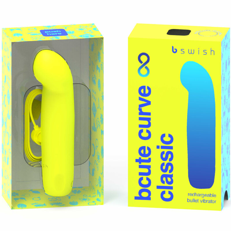 B SWISH - BCUTE CURVE INFINITE CLASSIC RECHARGEABLE SILICONE VIBRATOR YELLOW 1 