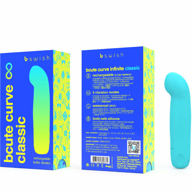 B SWISH - VIBRATEUR RECHARGEABLE BCUTE CURVE INFINITE CLASSIQUE BLEU SILICONE 2 