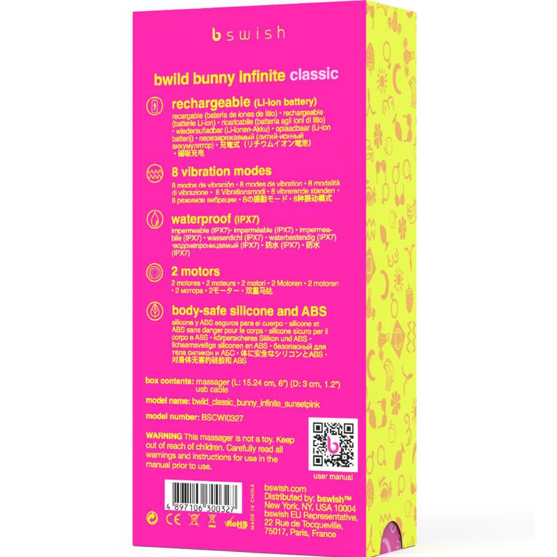 B SWISH - BWILD BUNNY INFINITE KLASSISCHER WIEDERAUFLADBARER VIBRATOR ROSA SILIKON 4 