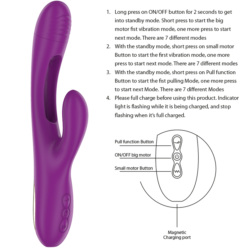 INTENSE - APOLO VIBRATORE MULTIFUNZIONE RICARICABILE 7 VIBRAZIONI CON LINGUA OSCILLANTE VIOLA 5 