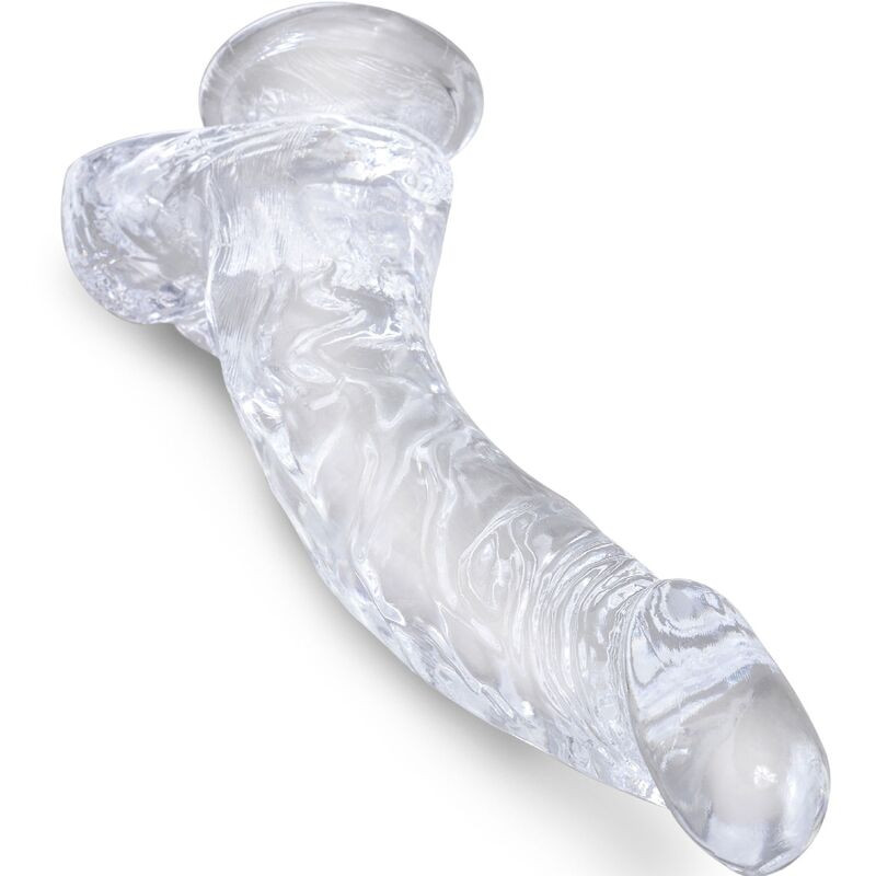 KING COCK - CLEAR REALISTISCH GEBOGENER PENIS MIT 16.5 CM TRANSPARENTEN EIEREN 1 