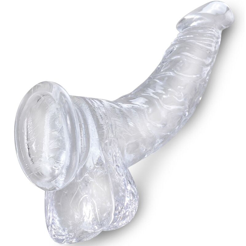 KING COCK - CLEAR PENE CURVO REALISTICO CON SFERE 16.5 CM TRASPARENTE 2 