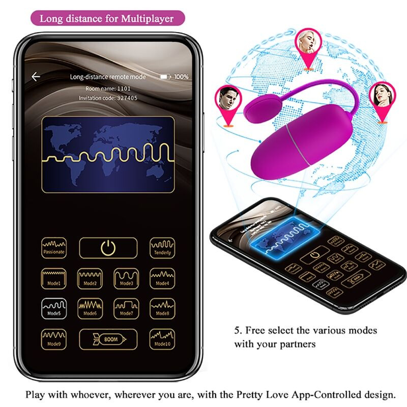 PRETTY LOVE - NYMPH VIBRATING EGG APP CONTROLLED PURPLE 14 