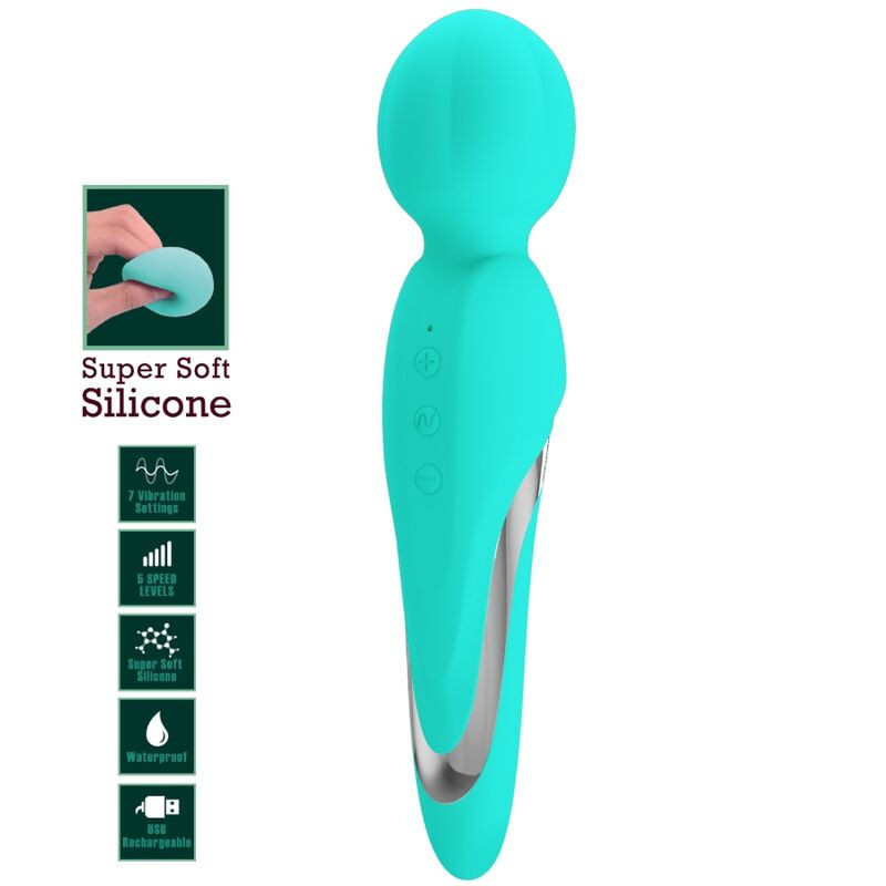 PRETTY LOVE - WALTER VIBRATOR WAND AQUA GREEN 6 