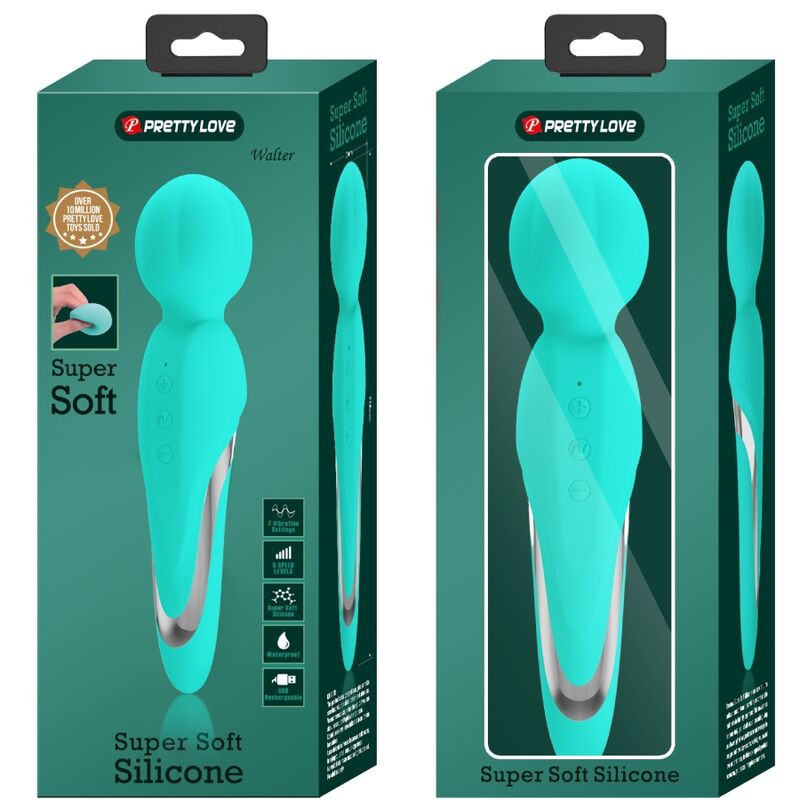 PRETTY LOVE - WALTER VIBRATOR WAND AQUA GREEN 8 