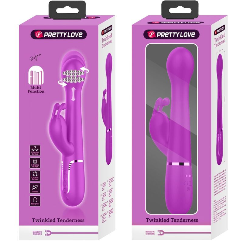 PRETTY LOVE - DEJON RABBIT VIBRATOR 3 IN 1 MULTIFUNCTION VIOLET 10 