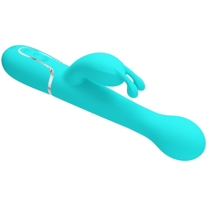 PRETTY LOVE - VIBRATORE DEJON RABBIT 3 IN 1 MULTIFUNZIONE VERDE ACQUA 4 