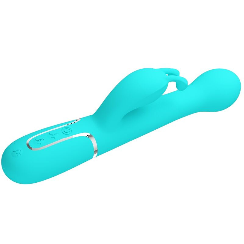 PRETTY LOVE - VIBRATORE DEJON RABBIT 3 IN 1 MULTIFUNZIONE VERDE ACQUA 5 