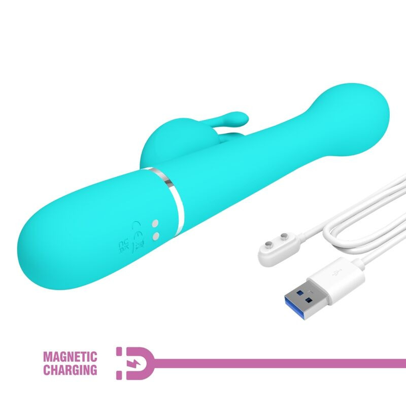 PRETTY LOVE - DEJON RABBIT VIBRATOR 3 IN 1 MULTIFUNCTION AQUA GREEN 8 