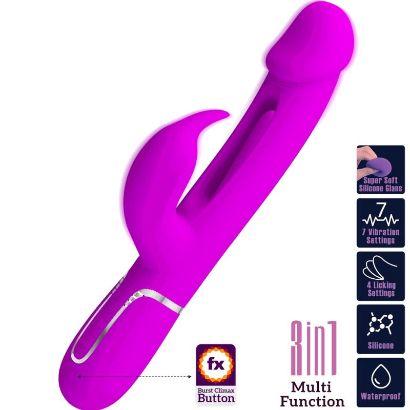 PRETTY LOVE - VIBRATORE DEJON RABBIT 3 IN 1 MULTIFUNZIONE FUCSIA 9 