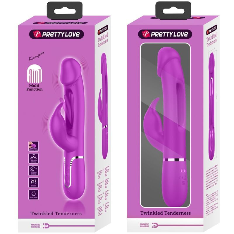 PRETTY LOVE - VIBRATEUR DEJON RABBIT 3 EN 1 MULTIFONCTION FUCSIA 10 