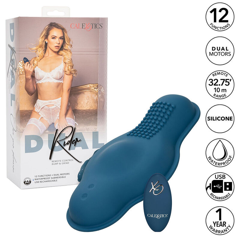 CALEXOTICS - RIDER MASSAGER DOUBLE MOTEUR TÉLÉCOMMANDE BLEU 1 