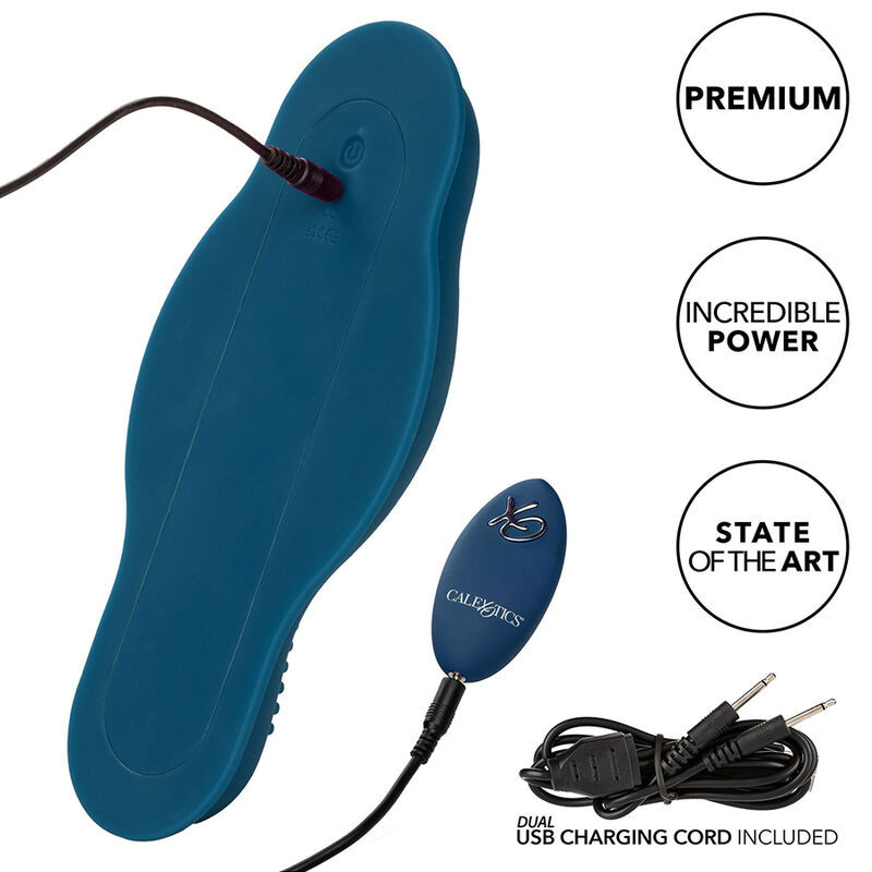 CALEXOTICS - RIDER MASSAGER DOUBLE MOTOR REMOTE CONTROL BLUE 12 