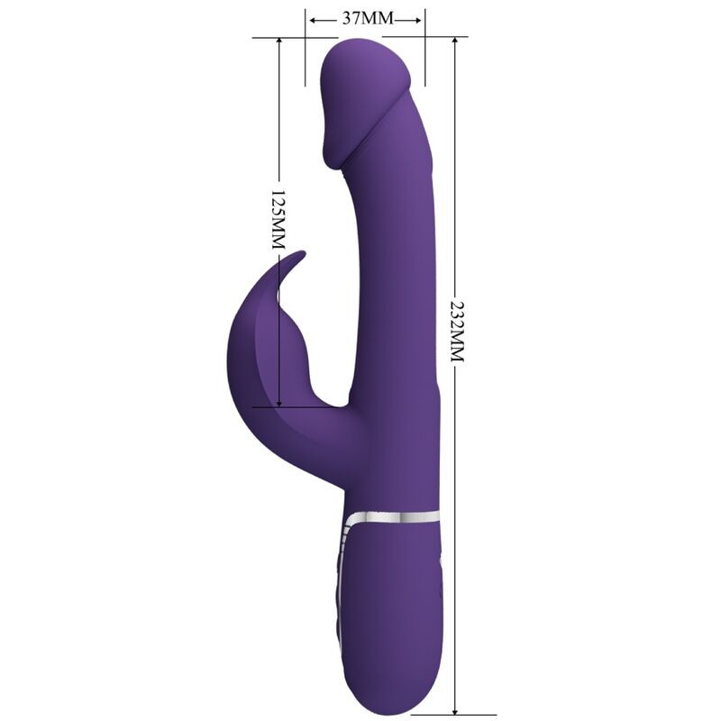 PRETTY LOVE - VIBRATORE MULTIFUNZIONE KAMPAS RABBIT 3 IN 1 CON LINGUA VIOLA 5 