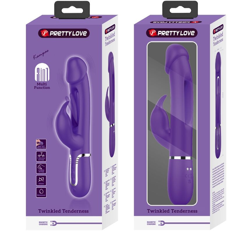 PRETTY LOVE - KAMPAS RABBIT 3 IN 1 MULTIFUNCTION VIBRATOR WITH TONGUE VIOLET 8 