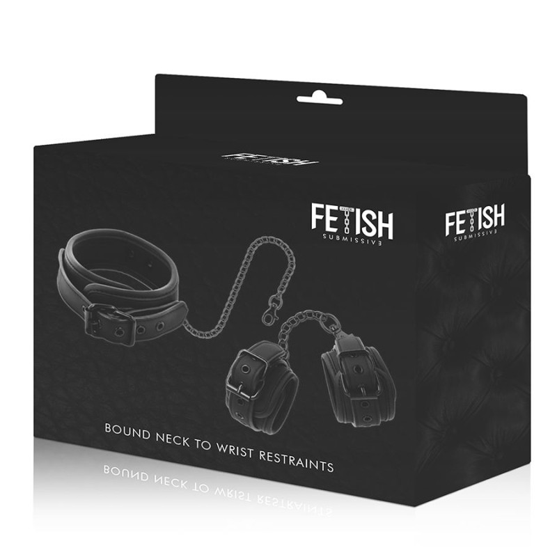 FETISH SUBMISSIVE - COLLIER ET MENOTTES EN CUIR VÉGAN AVEC DOUBLURE EN NOPRÈNE 9 