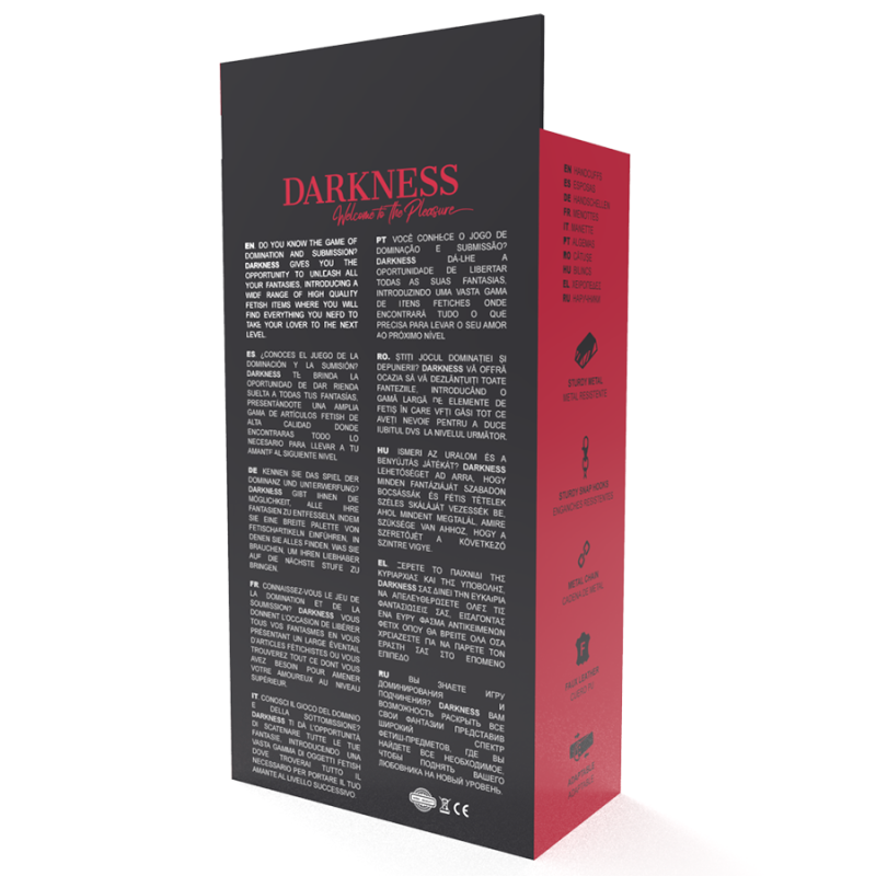 DARKNESS - VERSTELLBARE KNÖCHEL-HANDSCHELLEN AUS SCHWARZEM LEDER 7 