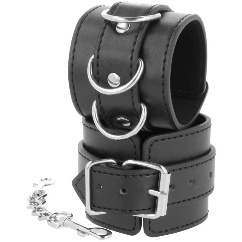 DARKNESS - BLACK ADJUSTABLE LEATHER ANKLE HANDCUFFS 2 