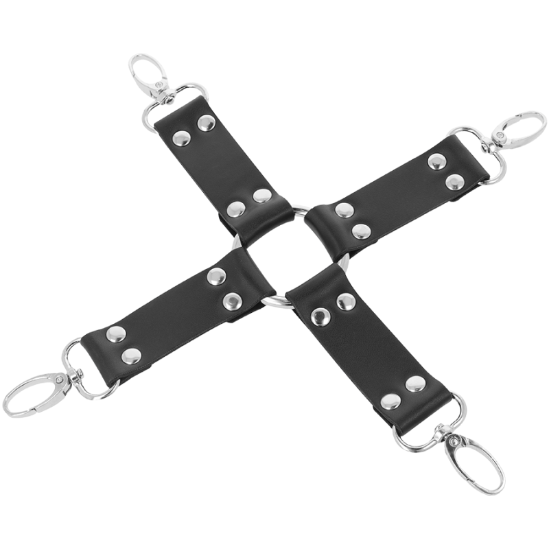 DARKNESS - LEATHER HANDCUFFS FOR FOOT AND HANDS BLACK 3 