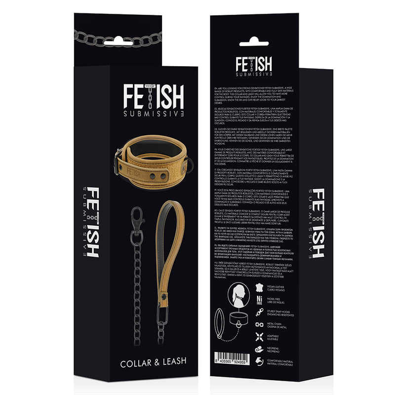 FETISH SUBMISSIVE ORIGEN - NEOPRENGEFÜTTERTE HALSKETTE MIT KETTE 3 