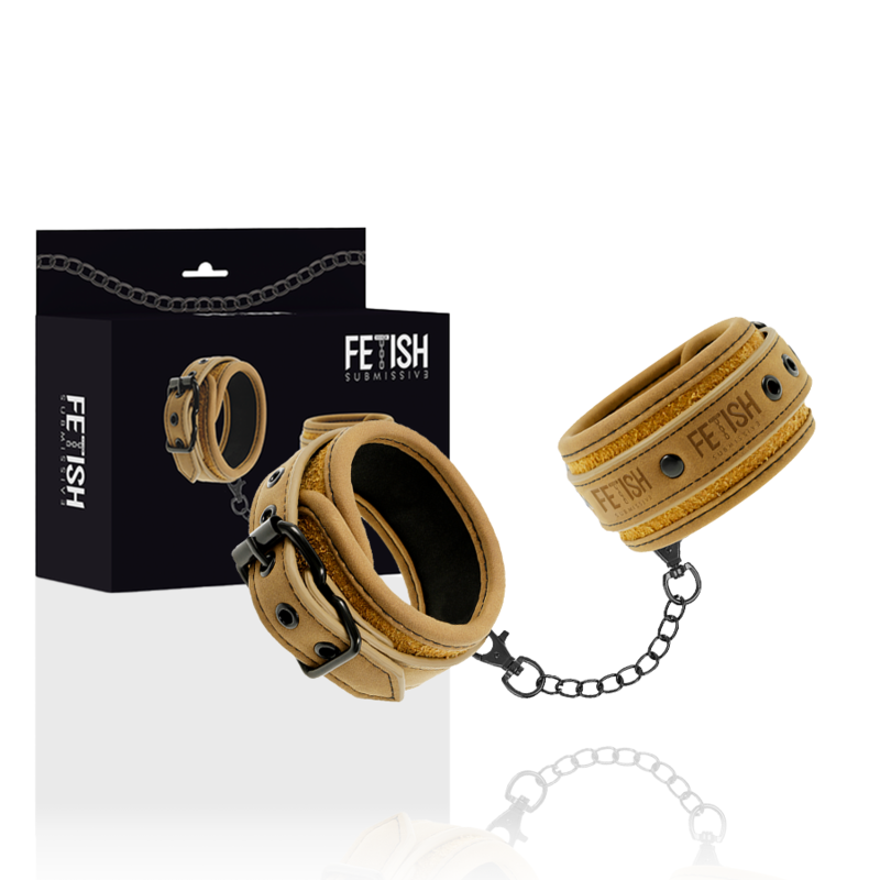 FETISH SUBMISSIVE ORIGEN - VEGAN LEATHER HANDCUFFS WITH NEOPRENE LINING 1 