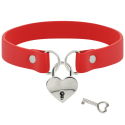 COQUETTE CHIC DESIRE - RED VEGAN LEATHER NECKLACE WITH HEART ACCESSORY WITH KEY 2 