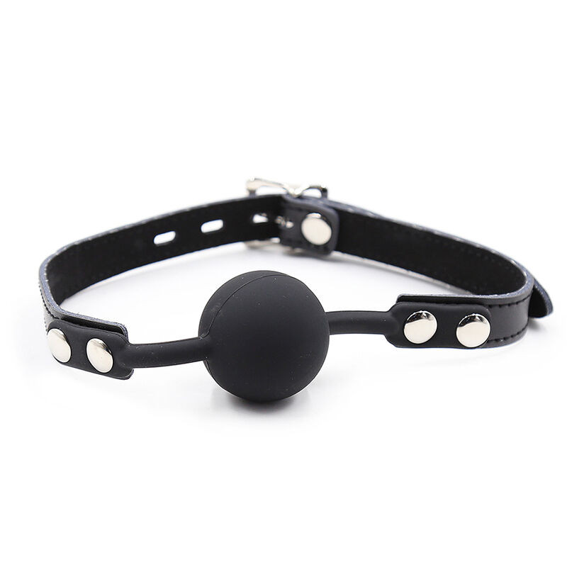 OHMAMA FETISH - SILICONE BALL GAG WITH LEATHER BELT (PADLOCK INCLUDED) 1 