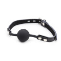 OHMAMA FETISH - SILICONE BALL GAG WITH LEATHER BELT (PADLOCK INCLUDED) 2 