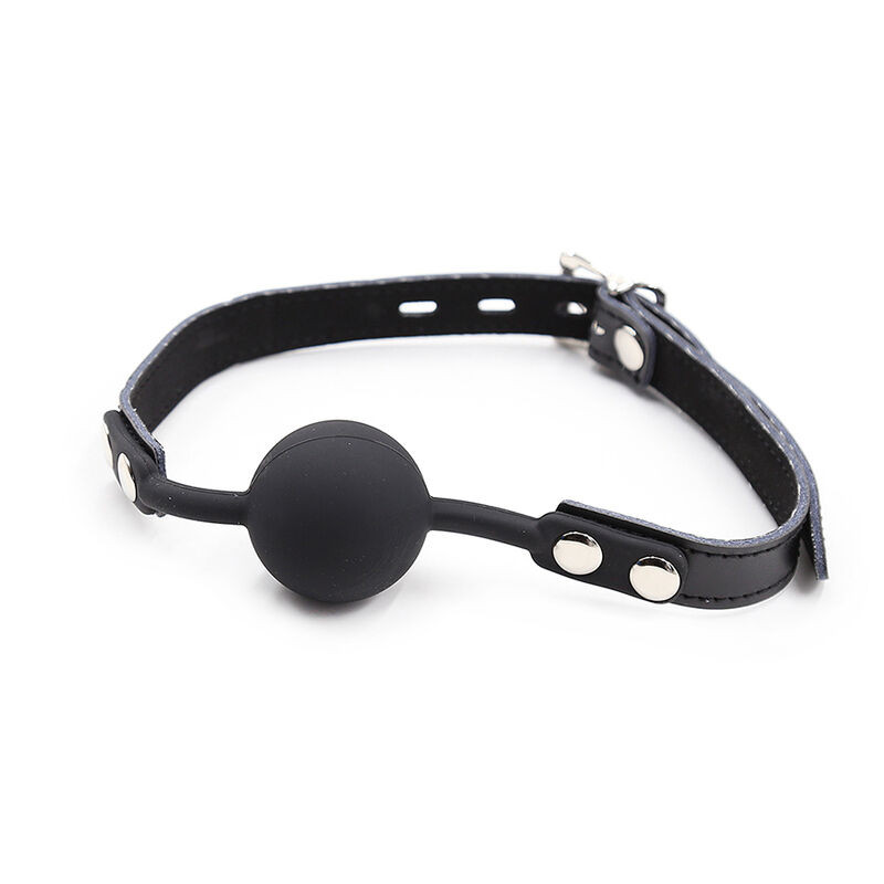 OHMAMA FETISH - BÂILLON BALLE EN SILICONE AVEC CEINTURE EN CUIR (CADENAS INCLUS) 2 