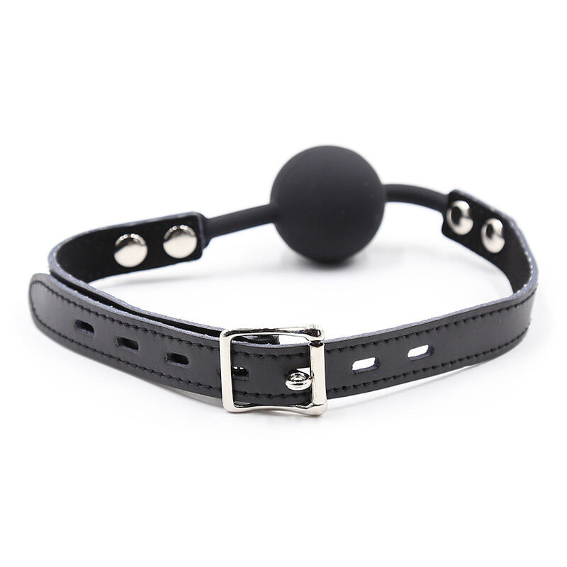 OHMAMA FETISH - BÂILLON BALLE EN SILICONE AVEC CEINTURE EN CUIR (CADENAS INCLUS) 3 