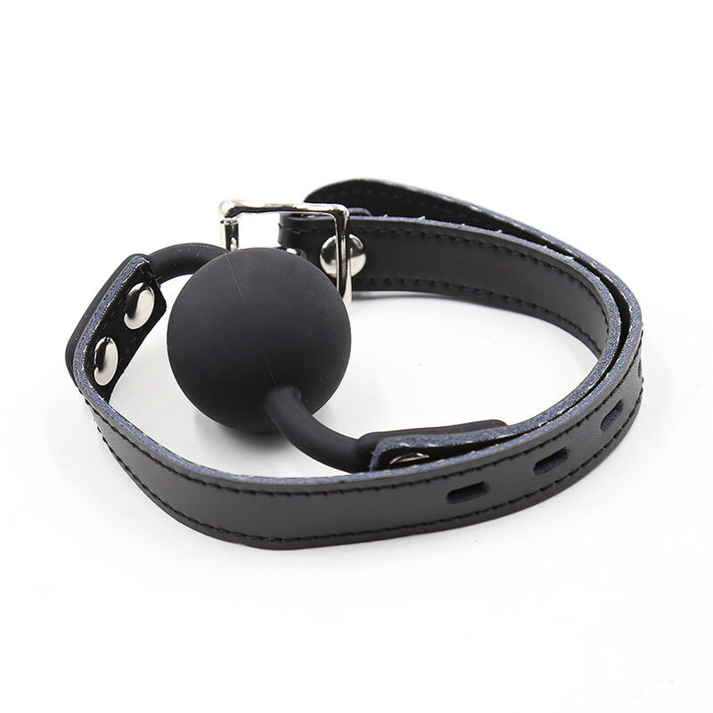 OHMAMA FETISH - BÂILLON BALLE EN SILICONE AVEC CEINTURE EN CUIR (CADENAS INCLUS) 4 