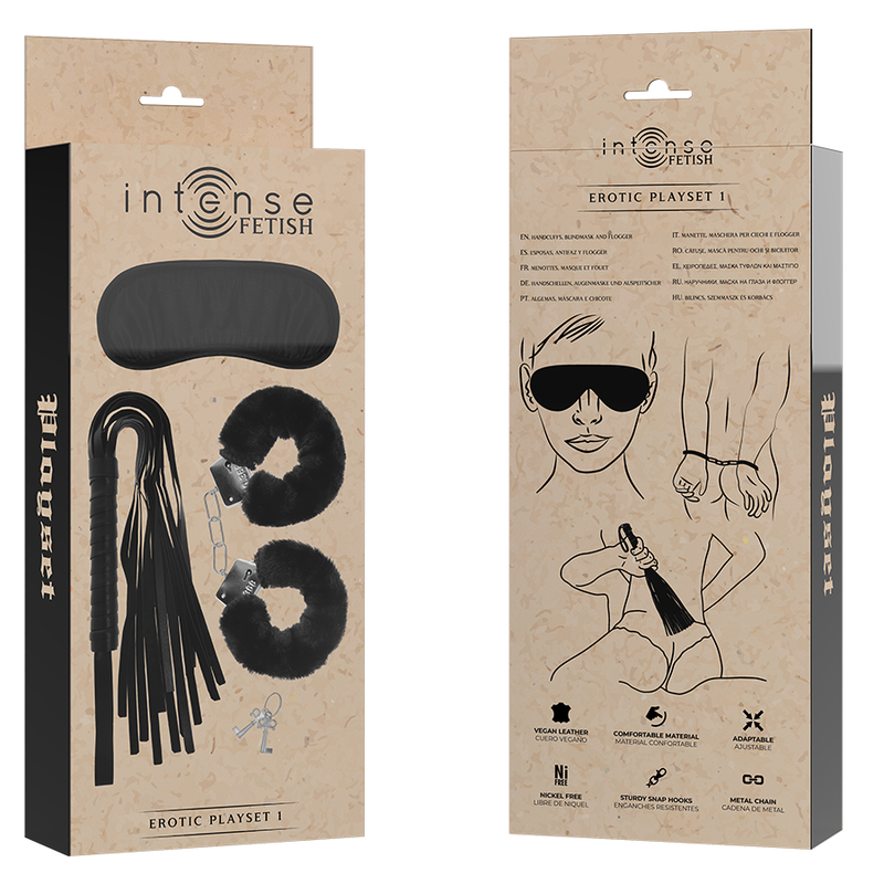 INTENSE - FETISH PLAYSET EROTICO 1 CON MANETTE, MASCHERA CIECA E FLOGGER 5 