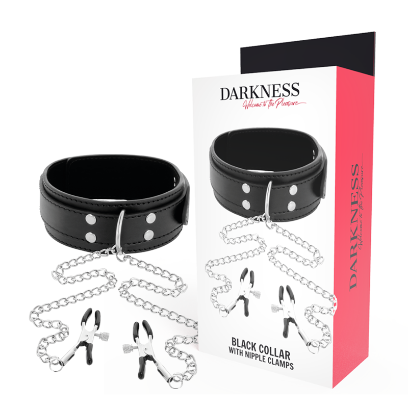 DARKNESS - COLLAR WITH NIPPLE CLAMPS BLACK 1 