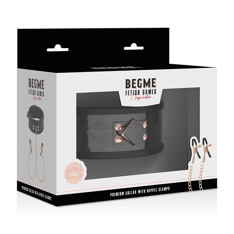 BEGME - BLACK EDITION COLLAR WITH NIPPLE CLAMPS WITH NEOPRENE LINING 6 