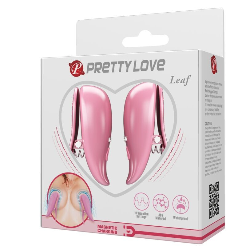 PRETTY LOVE - LEAF VIBRATING NIPPLE CLAMPS PINK 7 