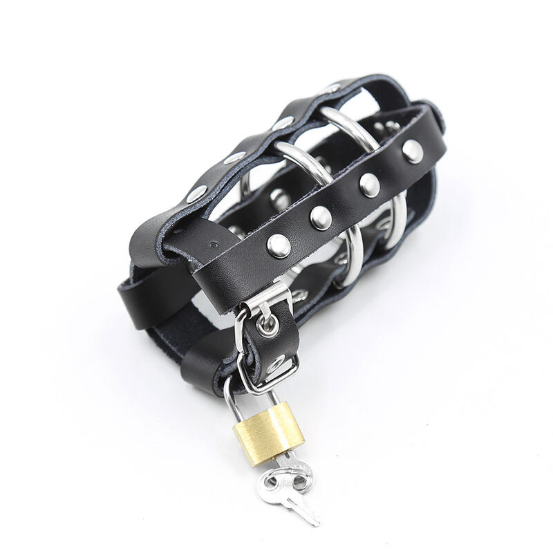 OHMAMA FETISH - ETUI EN CUIR AVEC ANNEAUX MÉTALLIQUES ET CADENAS 1 