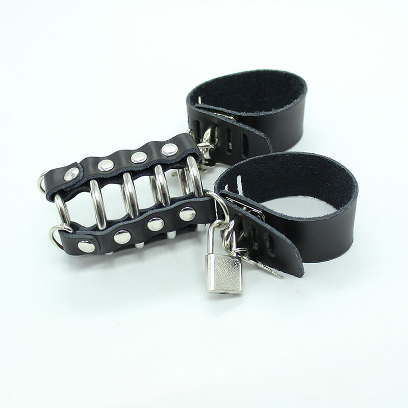 OHMAMA FETISH - PENIS CAGE WITH METAL RINGS AND LEATHER STRAPS 2 