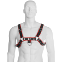 LEATHER BODY - BODY CATENA IN PELLE IMBRACATURA III NERO / ROSSO 1 