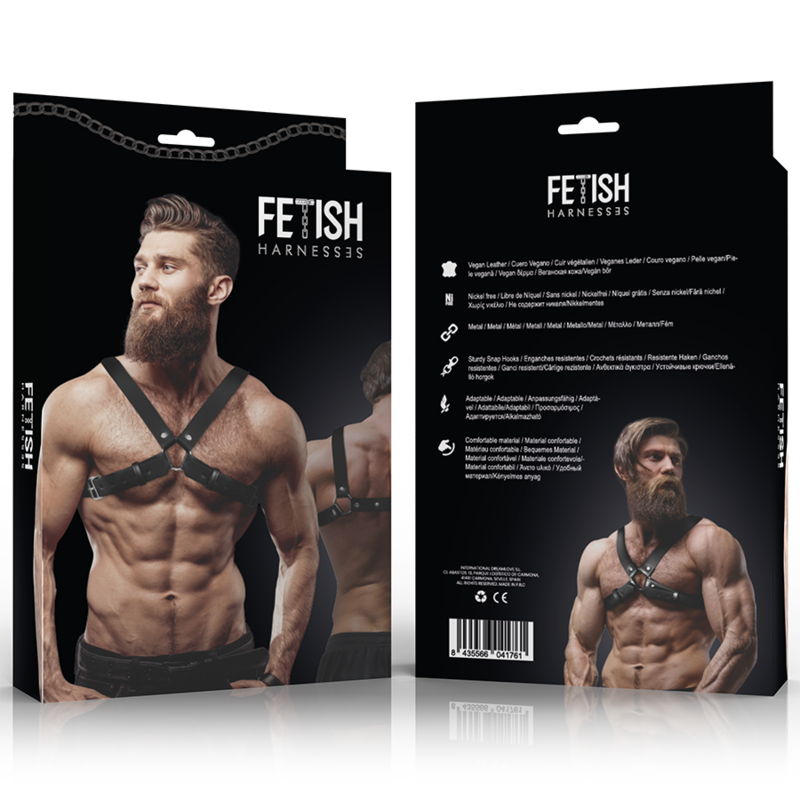 FETISH SUBMISSIVE ATTITUDE - MEN'S ADJUSTABLE ECO-LEATHER CROSS CHEST BULLDOG HARNESS 3 