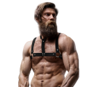 FETISH SUBMISSIVE ATTITUDE - ADJUSTABLE ECO-LEATHER CHEST HARNESS WITH NECKLACE FOR MEN 1 