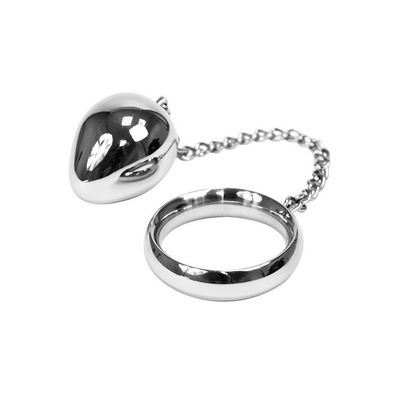 METAL HARD - COCK RING 40MM + CHAIN WITH METAL BALL 1 