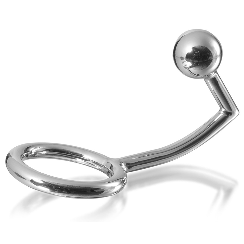 METAL HARD - COCK RING RING WITH ANAL INTRUDER HOOK 40MM 2 